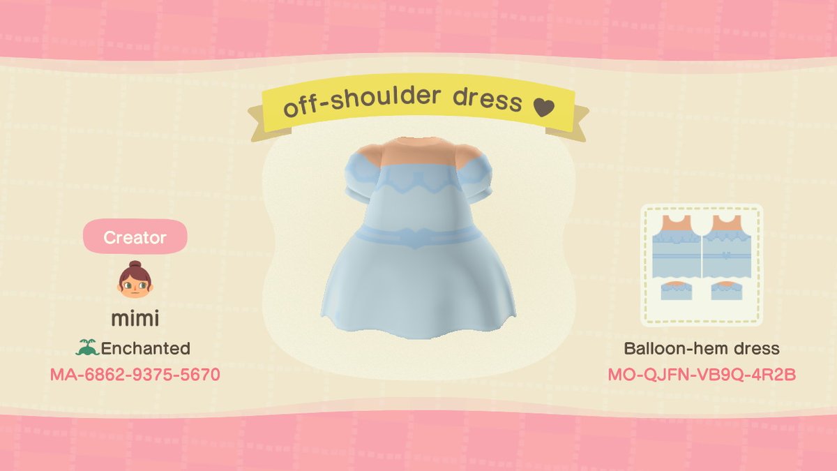 _mimi_acnh's tweet photo. off-shoulder dress #acnhdesign #designID #acnhdress #AnimalCrossing #ACNH #NintendoSwitch https://t.co/jTtj1BK2kk