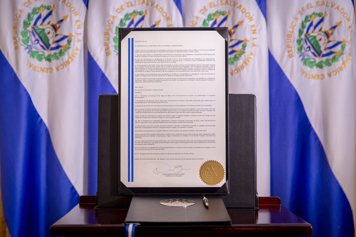 nayibbukele's tweet photo. Mañana, por decreto Presidencial, es el Día Nacional de Oración.

Unámonos todos, a las 2pm, para pedir a Dios por la sanidad de nuestra nación y del mundo entero.

Pidamos con fe. Dios nos escuchará. https://t.co/5fzg7qJCzo