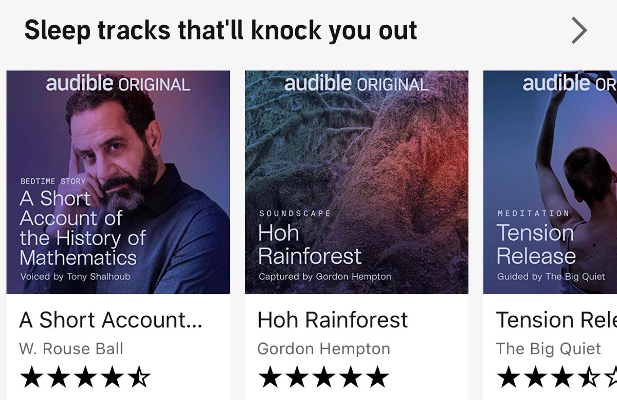 Audible now has books designed to make you sleep!? 🤦🏾‍♀️ LOL - history of math and rainforests are clearly not classed as interesting topics