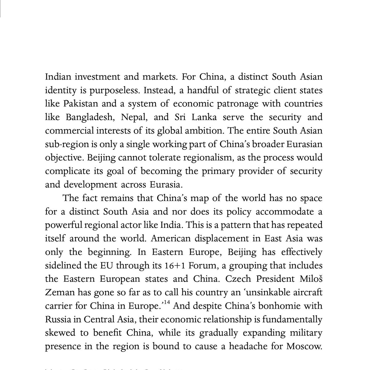 On the region—We have argued that an independent South Asian construct does not serve China’s interests. Beijing would like to subsume these regional configurations into nodes and networks under the  #BRI