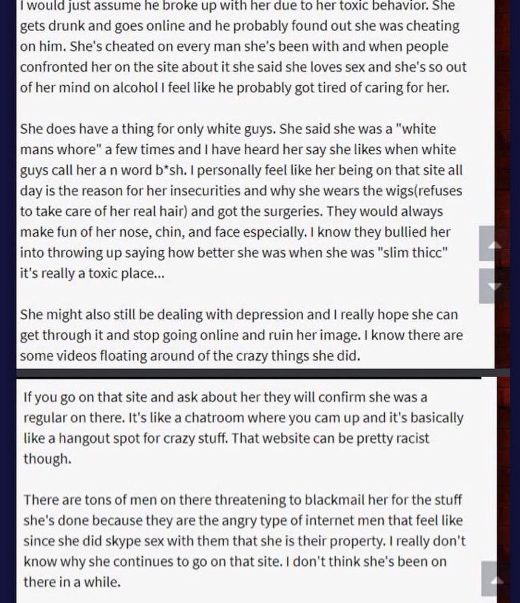 2) Here are some allegations from some random on a forum claiming she cheated on her exes... but with no evidence? There have been many videos of Doja on the chat rooms rolling around and just being present but NONE of these crazy activities like "saying racial slurs"