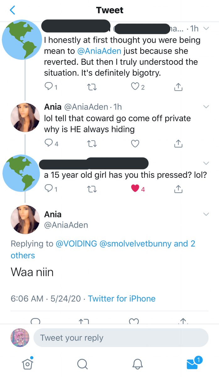 exhibit 1d: once again, despite being told by a mutual that i’m a minor, she goes on to say “waa nin” which literally means “he’s a guy”, referring to me