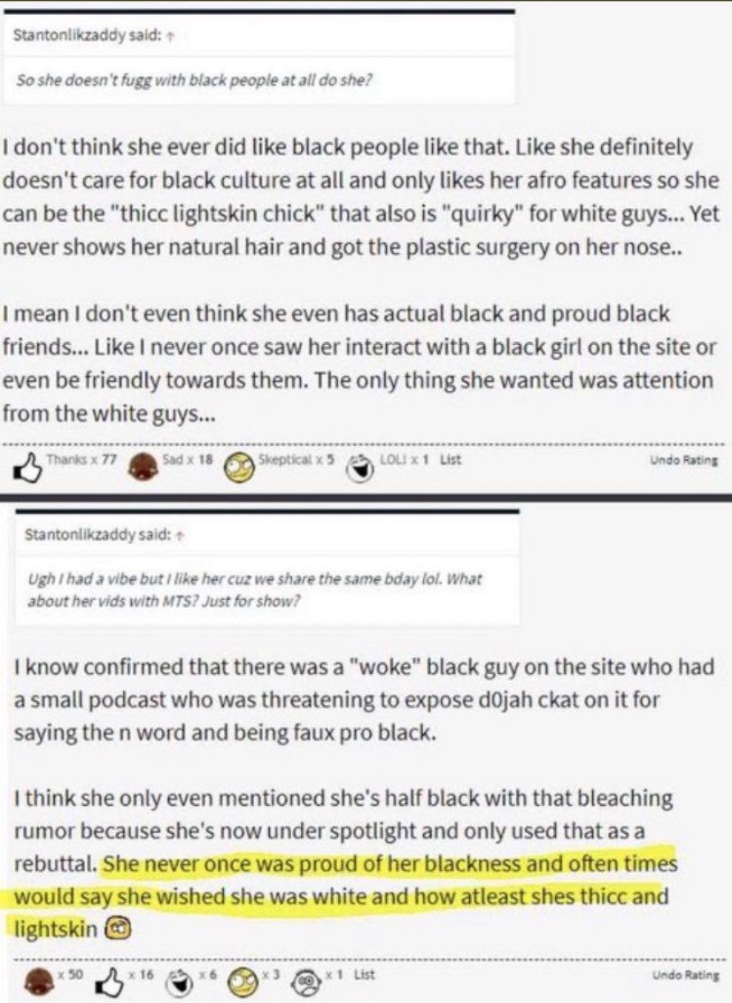 5) Another arguement people have brought up is that she doesn't like her skin colour and has been stripping on these sites. But where is the evidence of her hating her skin? That whole skin bleaching saga was debunked by lighting, and if she strips why does it matter?