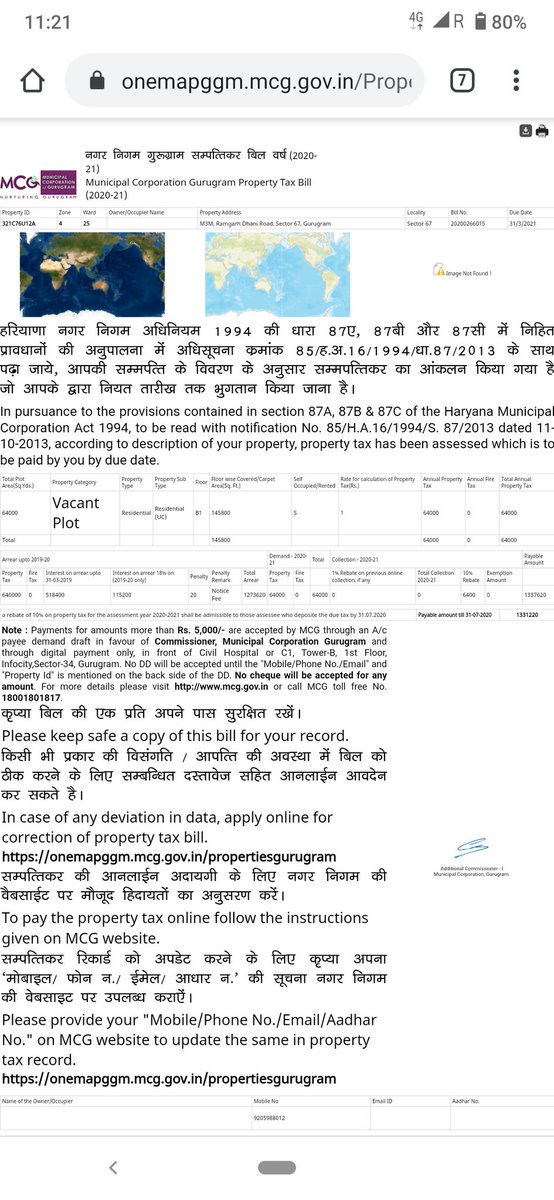 <a href="/MunCorpGurugram/">MCG</a> <a href="/CommissionerMCG/">Commissioner MCG</a> <a href="/cmohry/">CMO Haryana</a> <a href="/DC_Gurugram/">DC Gurugram</a> @Dist_Admin_Ggm MCG site shows M3M Merlin as vacant plot and pending dues with no owner details while society is occupied for 3 years with 400+ families. Is this not a blunder in the govt. records? Who is liable to pay dues?