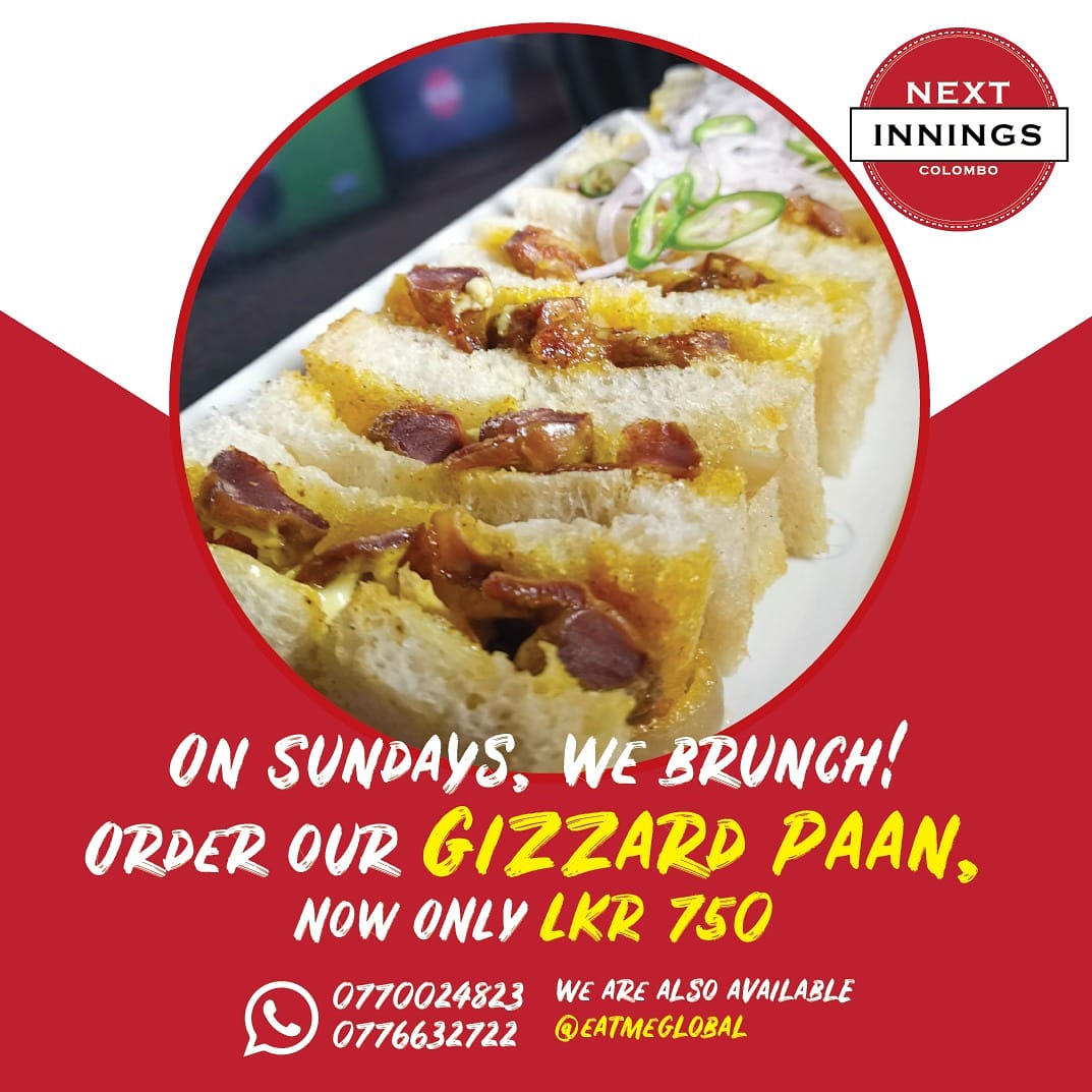 nextinnings's tweet photo. Make the best of staying home, and treat your family to Sunday brunch, with our Gizzard Paan! 

Order in for brunch before noon, on 077024823/0776632722 or via @EatMeGlobal1

#NextInnings #OldDutchHospitalCMB  #SriLanka #LockdownDelivery https://t.co/wFm7m5R2HE