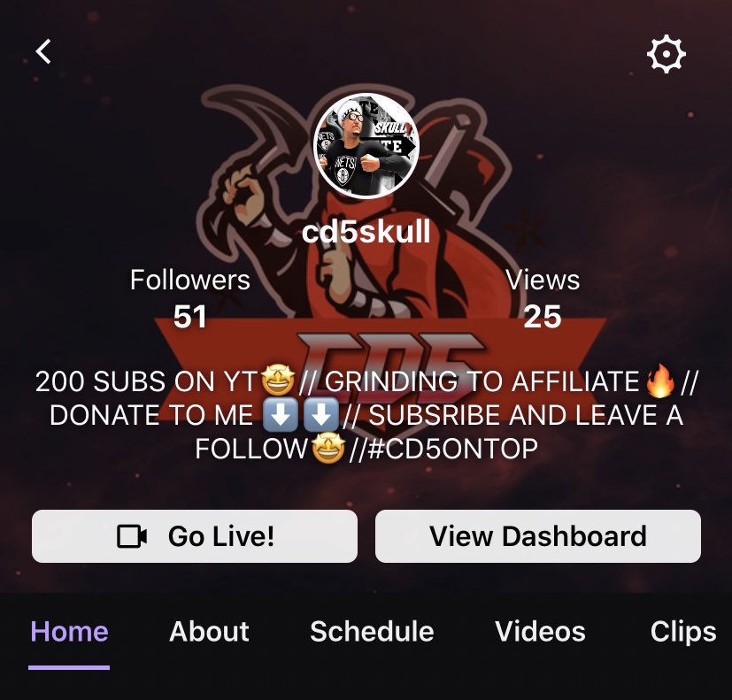 Cd5Skull's tweet photo. BIG 50 FOLLOWERS ON TWITCH THANKS TO EVERYONE WHO CAME OUT IN YHE STREAM YALL SOME REAL ONE WE ON THAT GRIND 🤩#CD5ONTOP https://t.co/AX7GWZfh9o