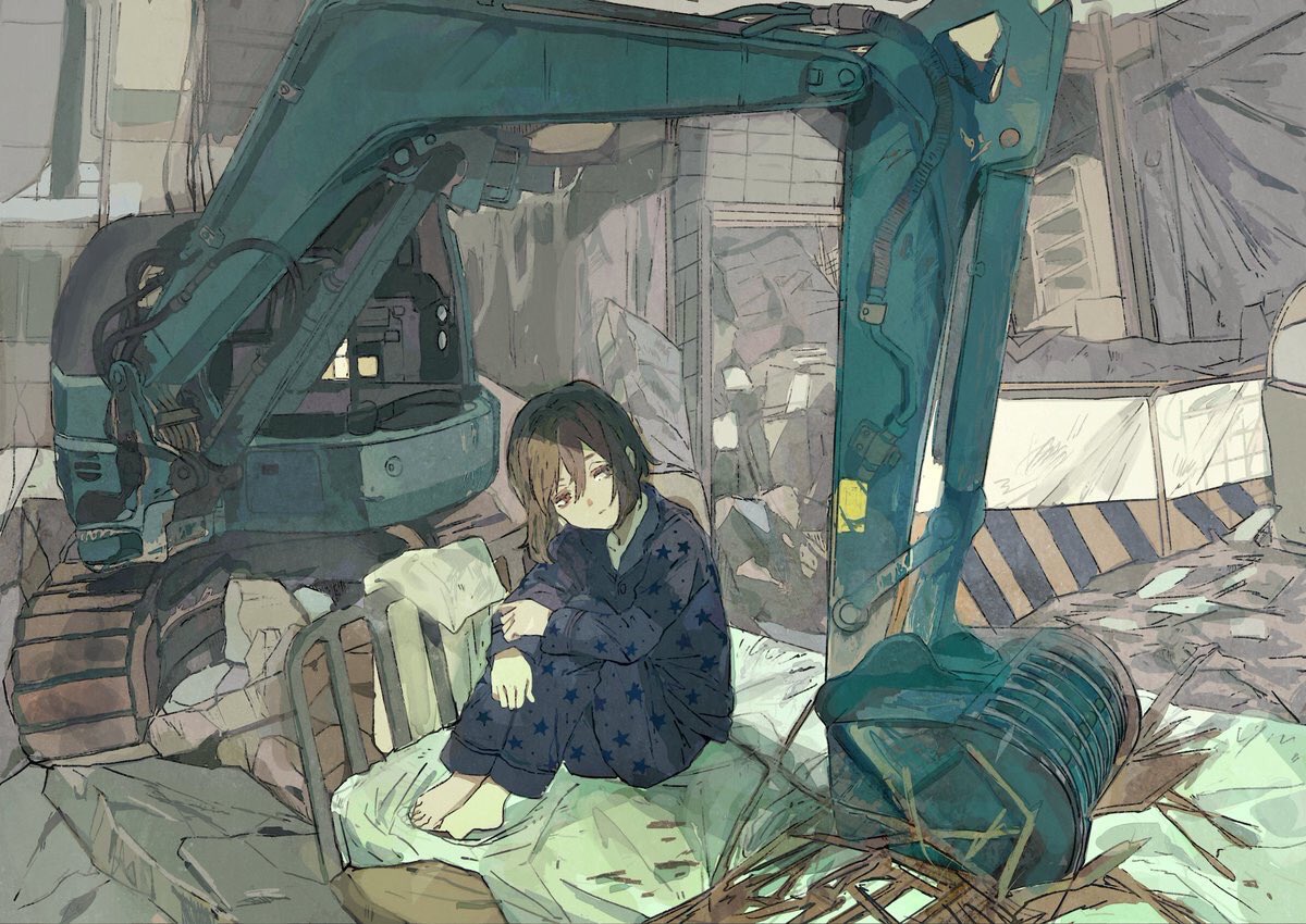最近爽やかめの絵が多いですが、こういうのも過去に描いてます。 廃墟