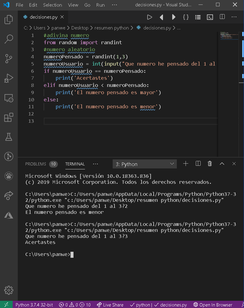 josecodetech's tweet photo. Decisiones y numeros aleatorios con #Python, #programandoEnCuarentena #programming #code https://t.co/q20P2CnJwo