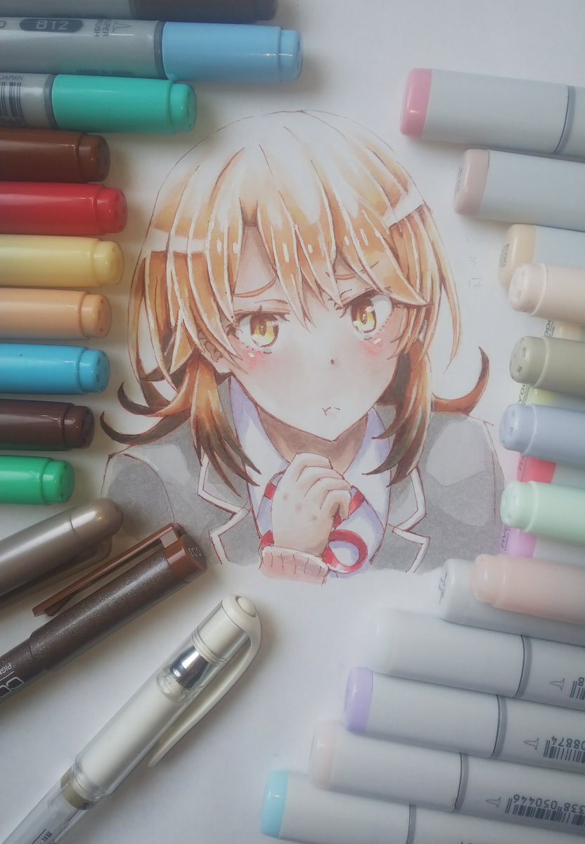 雨やどり 俺ガイルの一色いろはを コピックで描きましした 俺ガイル 一色いろは イラスト コピック 絵描きさんと繋がりたい 俺の青春ラブコメはまちがっている