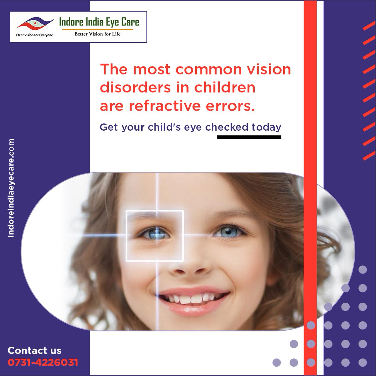 VISION DISORDER
The most common vision disorders in children are refractive errors.
Get your child eyes checked today.
#VisionDisorder #RefractiveErrors #ClearVision #EyeCare #HalthyVision #VisionForLife