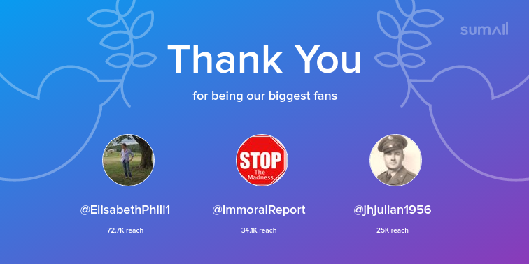 Our biggest fans this week: ElisabethPhili1, ImmoralReport, jhjulian1956. Thank you! via sumall.com/thankyou?utm_s…