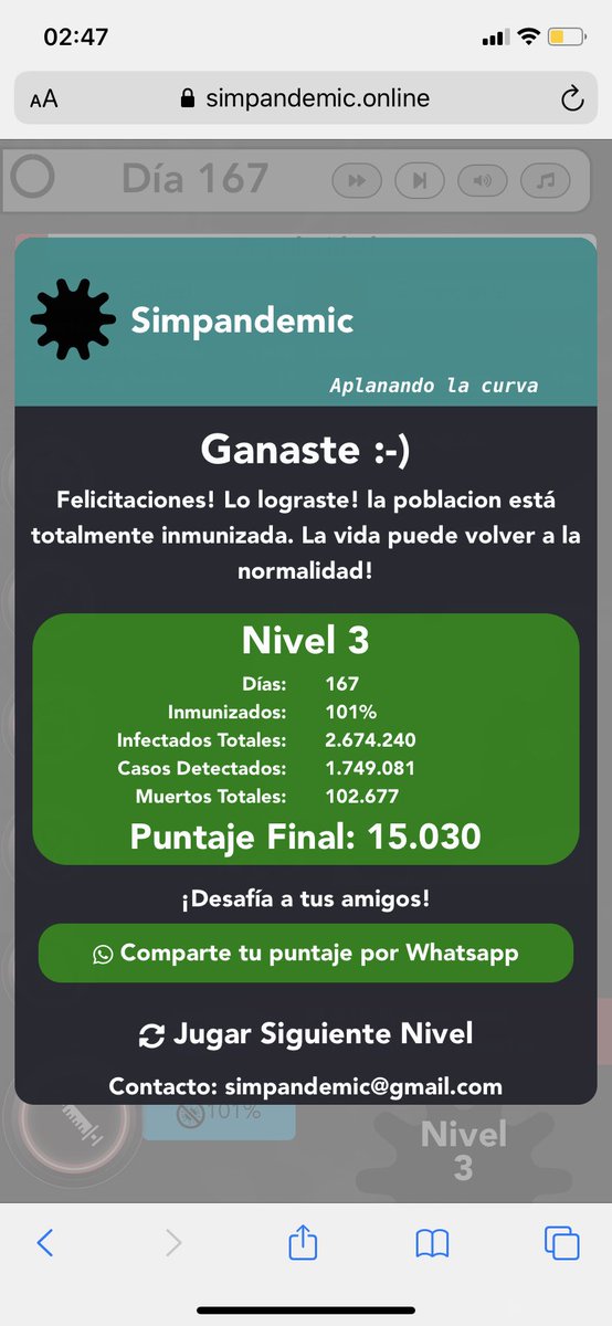 valennm91's tweet photo. Gané el nivel 3 😎
Quién iba a decir que salvar países de la pandemia era lo mío. Salvé 3 países ya. Dale inventor de #simpandemic , libérame el nivel 4! https://t.co/1N12reU2cC