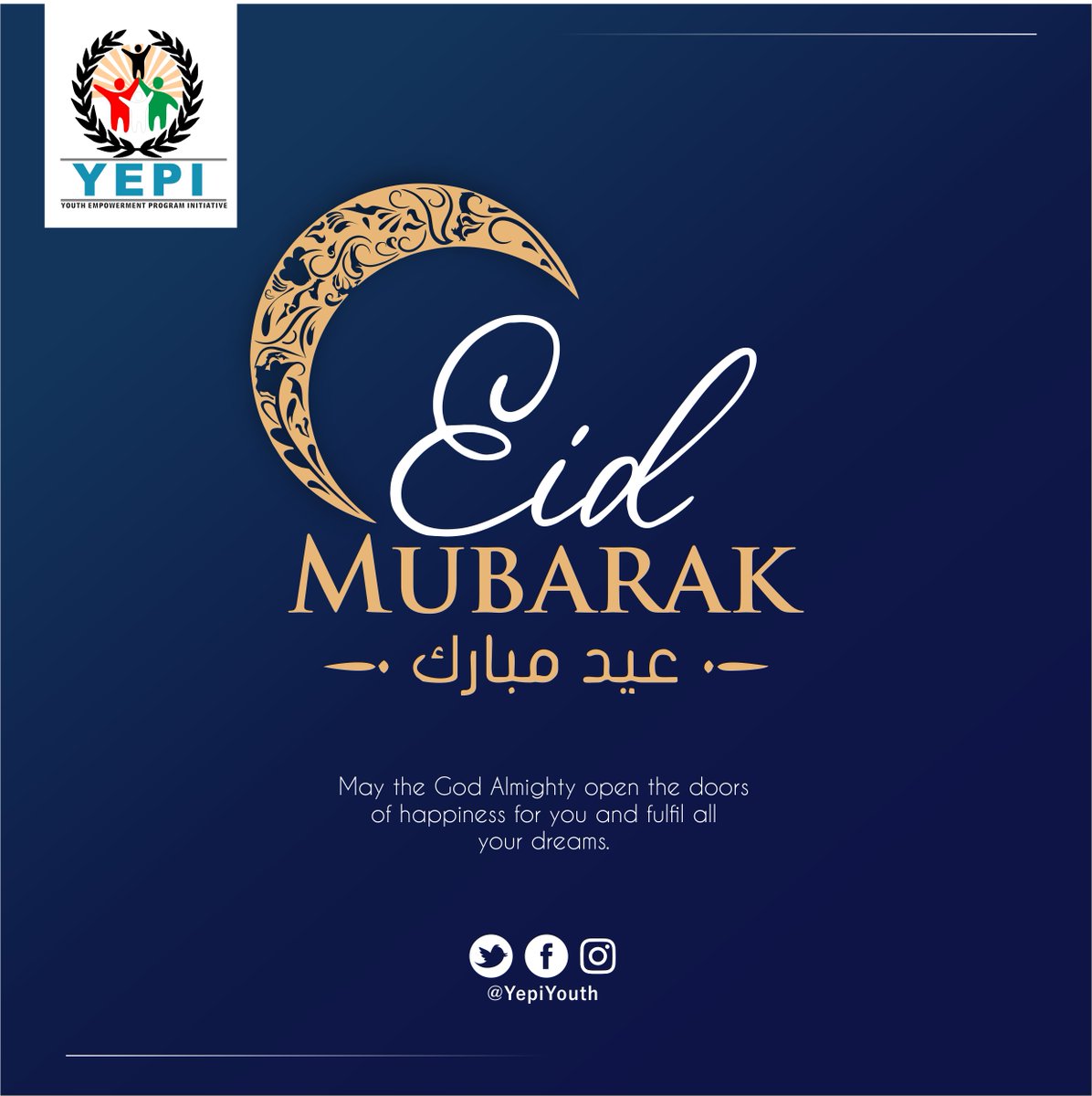 YepiYouth's tweet photo. To our Muslim brothers and sisters around the world who are celebrating today, Happy #EidMubarak to you and your families. May Allah accept our prayers in these challenging moments. Stay Safe, Stay Healthy and enjoy #EidAtHome. https://t.co/Gvvst74iyc