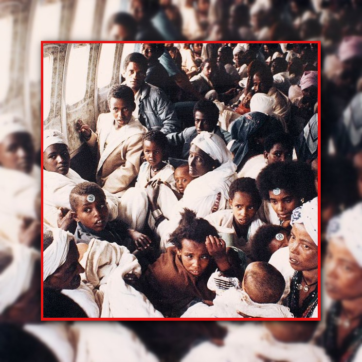 Falashas (Ethiopians of Jewish faith) arriving at Ben Gurion International Airport during 'Operation Solomon.'