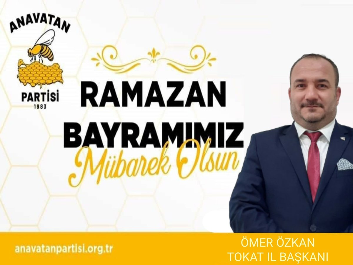 omerozkanresmi's tweet photo. Beraberce kutlayacağımız nice güzel, huzur dolu Bayramlara... Saglicakla..
#ANAVATANPARTİSİ #TOKATİLBAŞKANLIĞI #RAMAZANBAYRAMIKUTLUOLSUN https://t.co/Cc89NanjRo