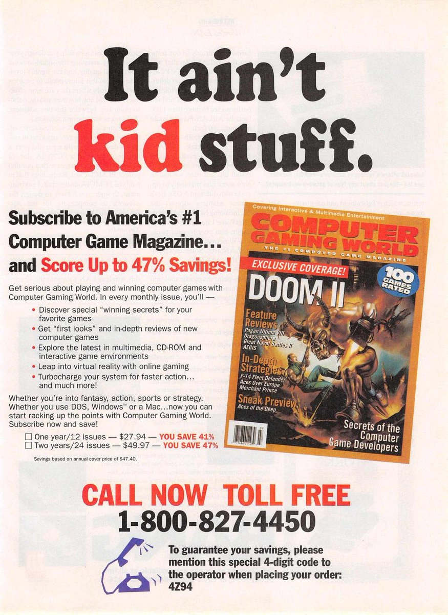 Hey, they advertise Computer Gaming World, which apparently DOES care about Doom 2.