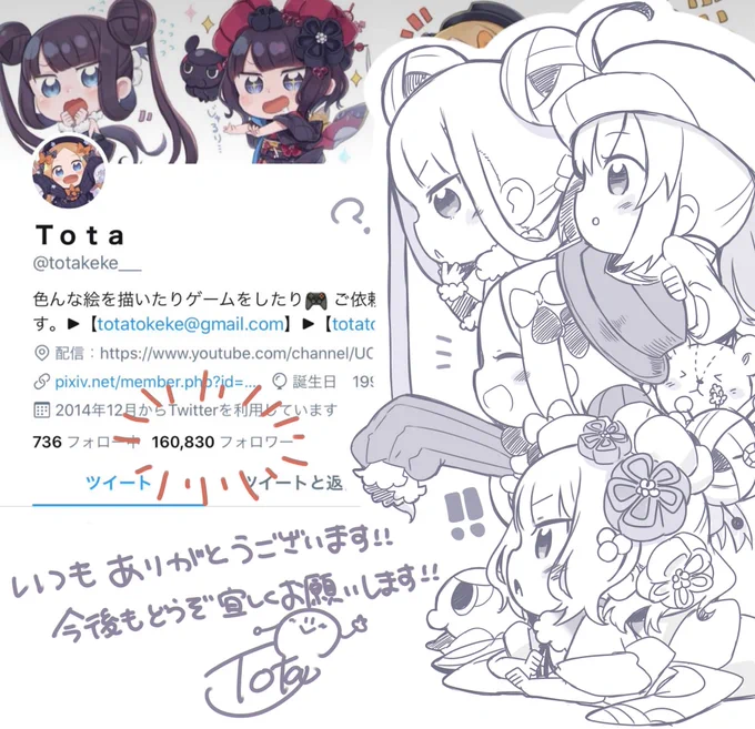 フォロワーさん16万人ありがとうございます☕ 
これからもちびやでかい子達を沢山描いて行けたらと思いますので、どうぞ宜しくお願いいたします～! 