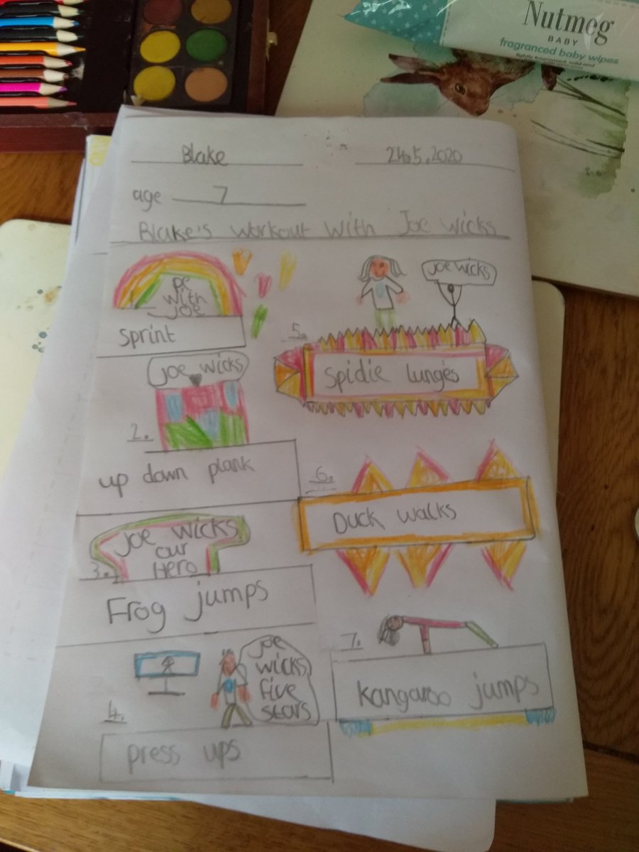 DanWaldronOT's tweet photo. #homeworkwithJoe from Blake (7) and Brooke (4) #PEwithjoe @thebodycoach https://t.co/jPvwJ8Tj2q