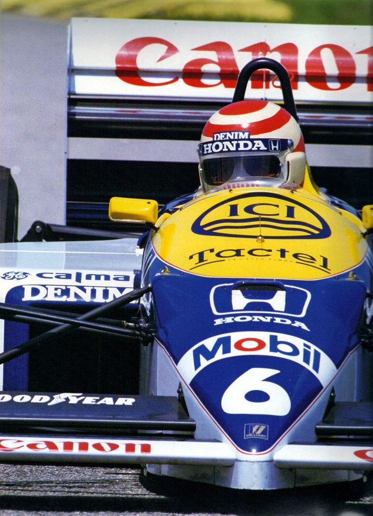 1986The change from Brabham to Williams. And so started his rivalry with the legend that was Nigel Mansell.In their first season together Nigel got the upper hand by 1 point (70/69) finishing P2 in the WC.Piquet scored 4 wins that year.Finishing P3.