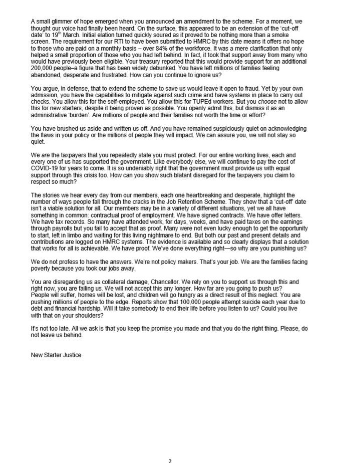 Proud to be supporting the <a href="/NewStarterJust/">New Starter Justice</a> movement - helping those who have missed out on the Coronavirus Job Retention Scheme. Many of my constituents have only just missed out on support due to the starting date of their new job

#NewStarterJustice