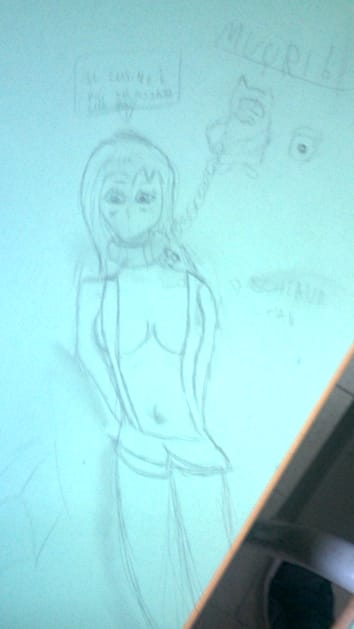 I usually don't draw on the school's desk, but, WE'RE TALKING ABOUT "IL POLO ROMANI" this drawing was the cutest thing that school ever featured. (made 4 years ago) @merciny_  remembers of it. (I can't even read what I wrote in it)