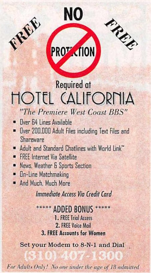 Hotel California BBS!Well, the Eagles are gonna sue somebody...