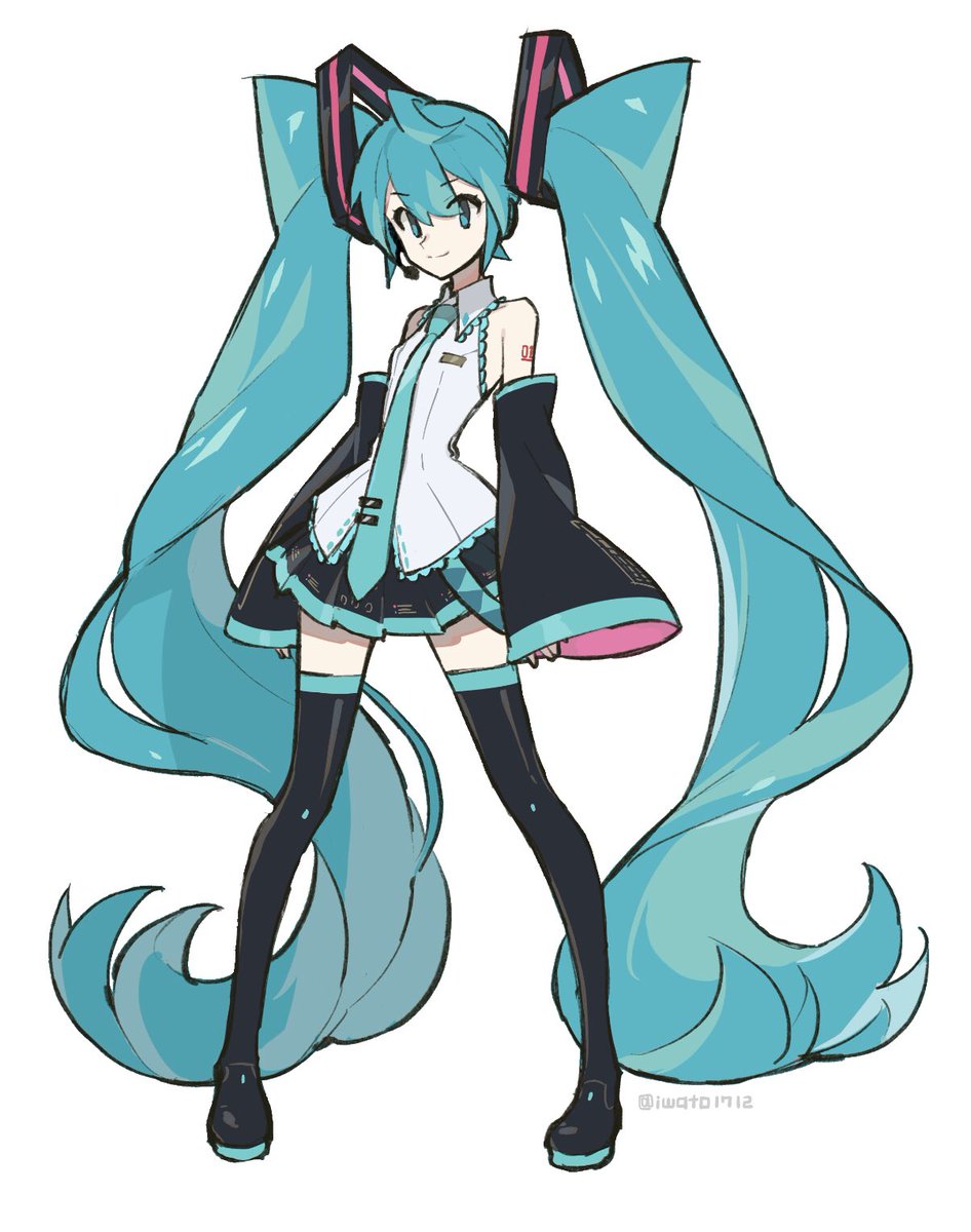 hatsune miku 1girl solo long hair skirt twintails necktie very long hair  illustration images