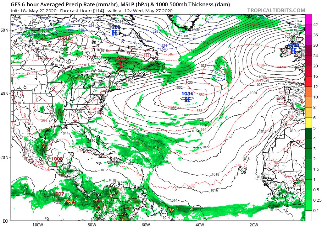 Looking at the GFS output from the  @TropicalTidbits website, we can see that on Wednesday that even if the weather is improving over Florida, there will still be a ton of storminess off the coast of Florida. This would be a non starter for a launch.