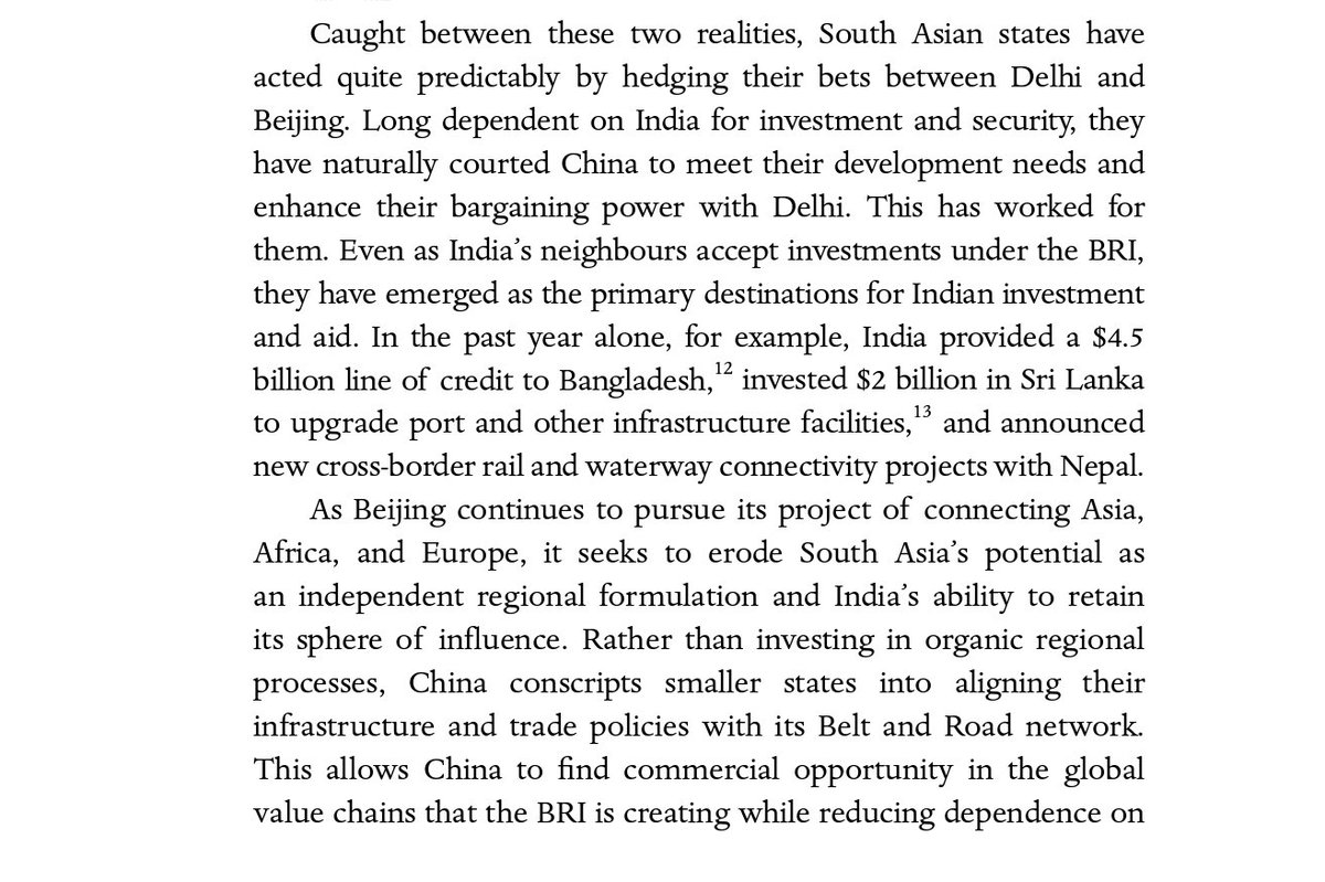 On Nepal—Smaller South Asian states, like Nepal, who have sometimes shared an uneasy relationship with India, see China’s presence as an opportunity to hedge their interests. As we have argued, this has worked well for them over the past five years or so.