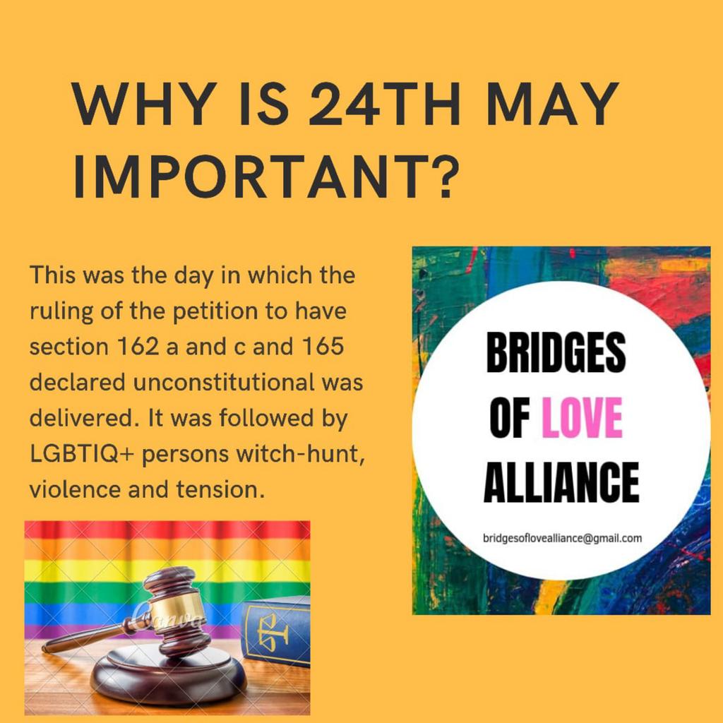 BridgesofloveA's tweet photo. Why 24th May 2019 is important and why we as @BridgesofloveA choose to commemorate it β€οΈπ³οΈβπ
#repeal162
#repeal165
#prideweeKe
#SafeAndSane https://t.co/hUiv1t95kQ