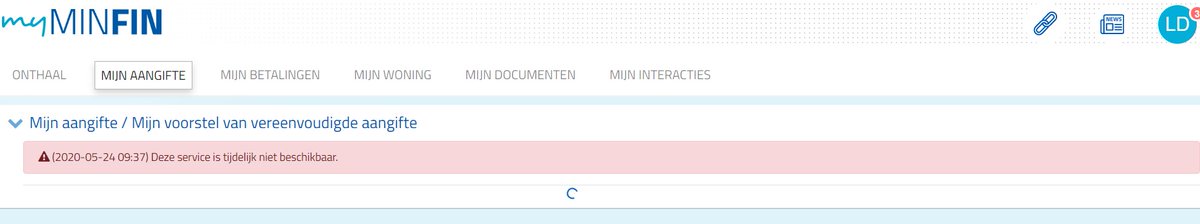 Hey <a href="/FODFinancien/">FOD Financiën</a> deze foutmelding krijgen zowel mijn vrouw als ikzelf al weken aan een stuk (zowel op pc/laptop als mobile)...