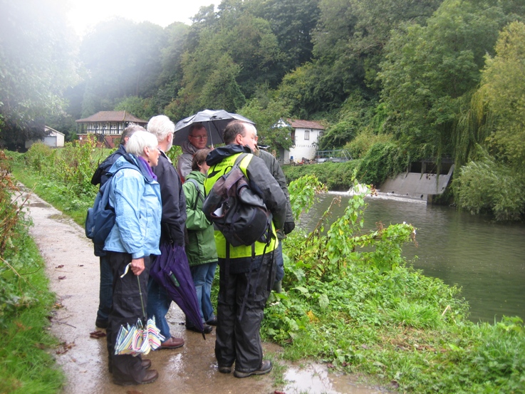 In 2012 we moved the walk to the autumn & had a very wet day. There was a good flow of water at the concrete structure that lets diverted flood water from Brislington Brook flow into the Avon near the rowing club. #virtualwalkfest  9/