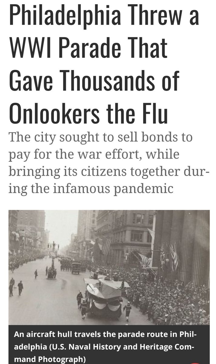 A post claims that in September 1918, Philadelphia prematurely ended quarantine from Spanish flu to throw a parade to celebrate the war effort.Within 72 hours, the hospitals were full and 4,500 people had died.