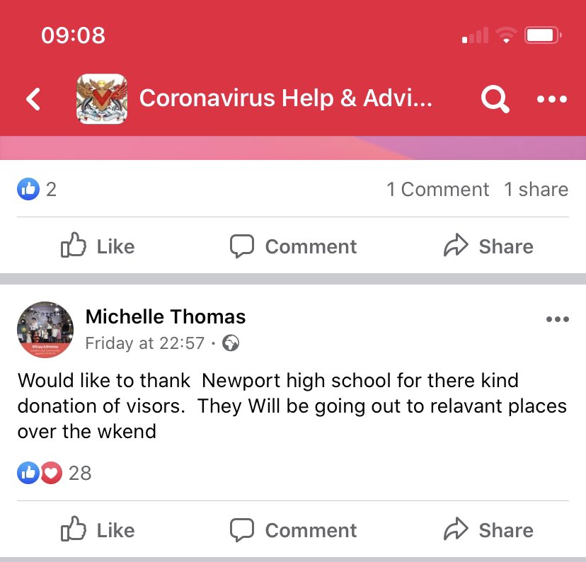 Supporting the Corona virus help and advice group in Newport by donating more visors for our key workers #supportinglocal #NHS #keyworkers #NHSfortheNHS