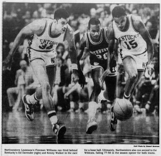 Eddie Sutton's first win as the head coach for the University of Kentucky men's basketball program was on November 22nd, 1985 (89 days after I was born) against Northwestern State at Rupp Arena, a 77-58 victory. Winston Bennett was UK's leading scorer with 18 points. (2/11)