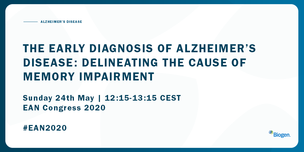 biogen's tweet image. #Alzheimers accounts for 60–70% of dementia cases, so what are the possible cognitive &amp;amp; biological markers we can use to make an early diagnosis? Join our #EAN2020 Alzheimer's virtual symposium at 12.15 CEST today to hear more. HCPs can register here ow.ly/ACic50zO7pK