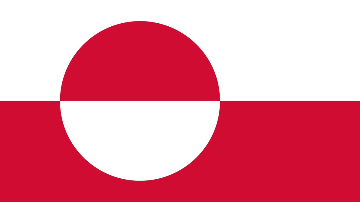 48. GREENLAND • yeah I'm a greenland stan but i ignore the flag • what does the circle even mean?• aesthetically quite nice but it's odd when you sit there and stare at it and you start thinking about it huh