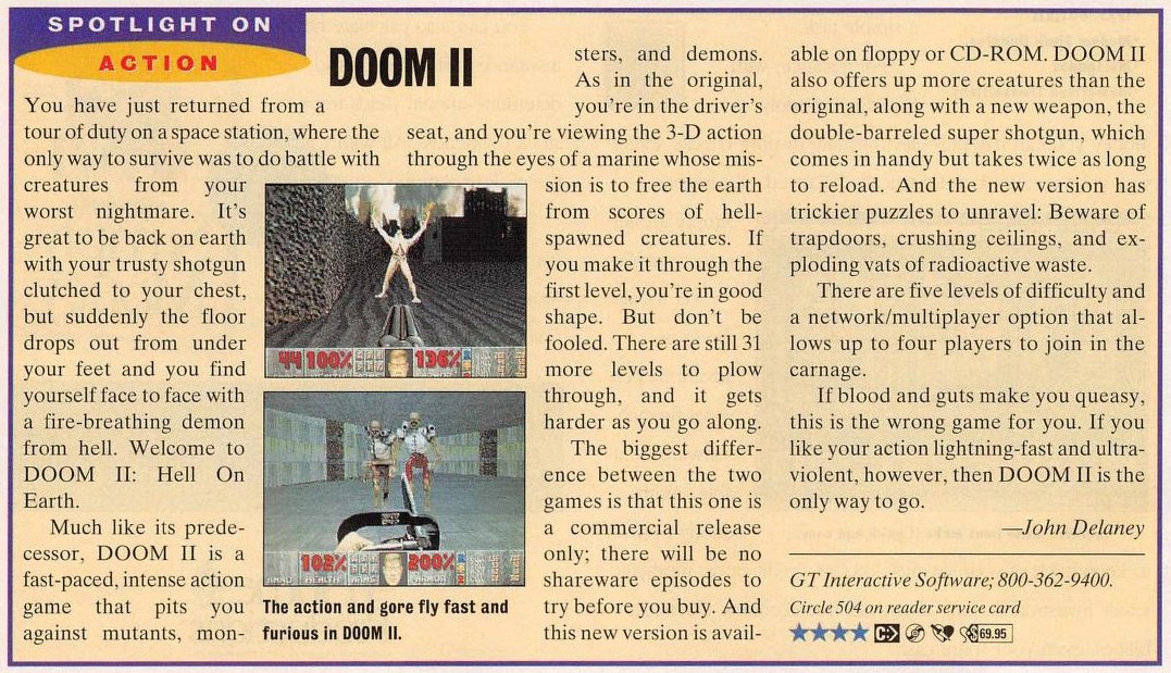 Hey, they DO mention Doom II! So apparently it's great and all but they're just not gonna put it on their best-of-1994. Huh.