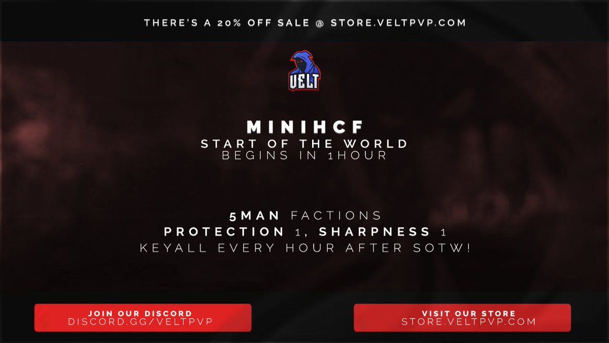 VeltPvP's tweet image. The Summer Update has now begun ☀️

★ MiniHCF SOTW begins in just 1 HOUR

🗒 veltpvp.com/thread/2082/Su…

In celebration, we're giving away the following:
★ 1 Velt Rank

❤️, 🔄 and comment your IGN below to enter!

🎮 Connect via veltpvp.com / eu.veltpvp.com