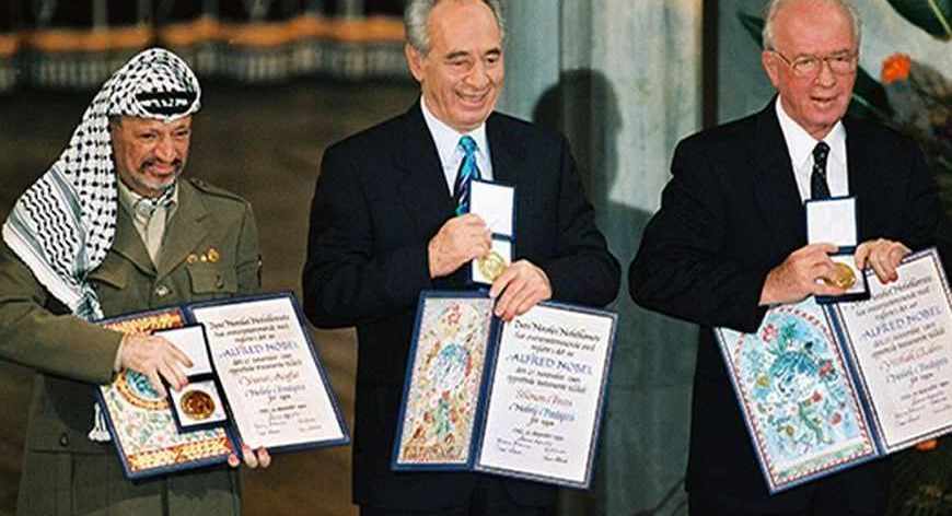 Shimon Perez 1994 Nobel Prize Laureate in Peace"for their efforts to create peace in the Middle East"