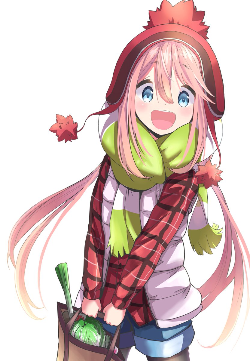 kagamihara nadeshiko 1girl solo pink hair hat shorts pantyhose scarf  illustration images