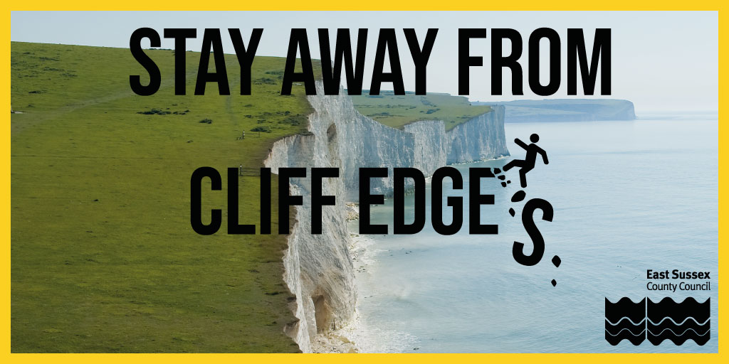 In recent days there has been a cliff fall in Peacehaven, a person trapped by the tide in Seaford and people sitting on the edge of the cliff in Eastbourne. Cliff falls can happen at any time. Stay well away from the edges and bases #BeCliffAware #BeTideAware <a href="/sdnpa/">South Downs National Park</a> <a href="/southeastNT/">National Trust South East</a>