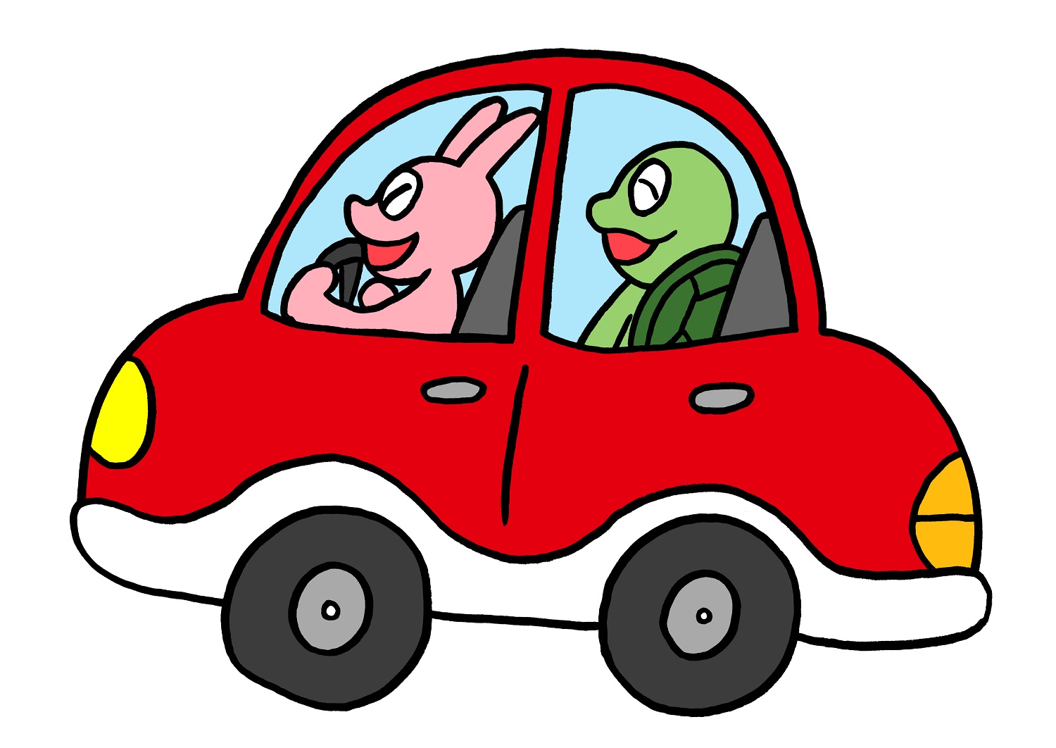 矢本マヒロ 今日のイラスト40 ウサギとカメのドライブ イラスト 絵 らくがき Illust Illustration Art 一日一絵 1日1絵 うさぎ ウサギ カメ 亀 車 ドライブ T Co Corngee1du Twitter