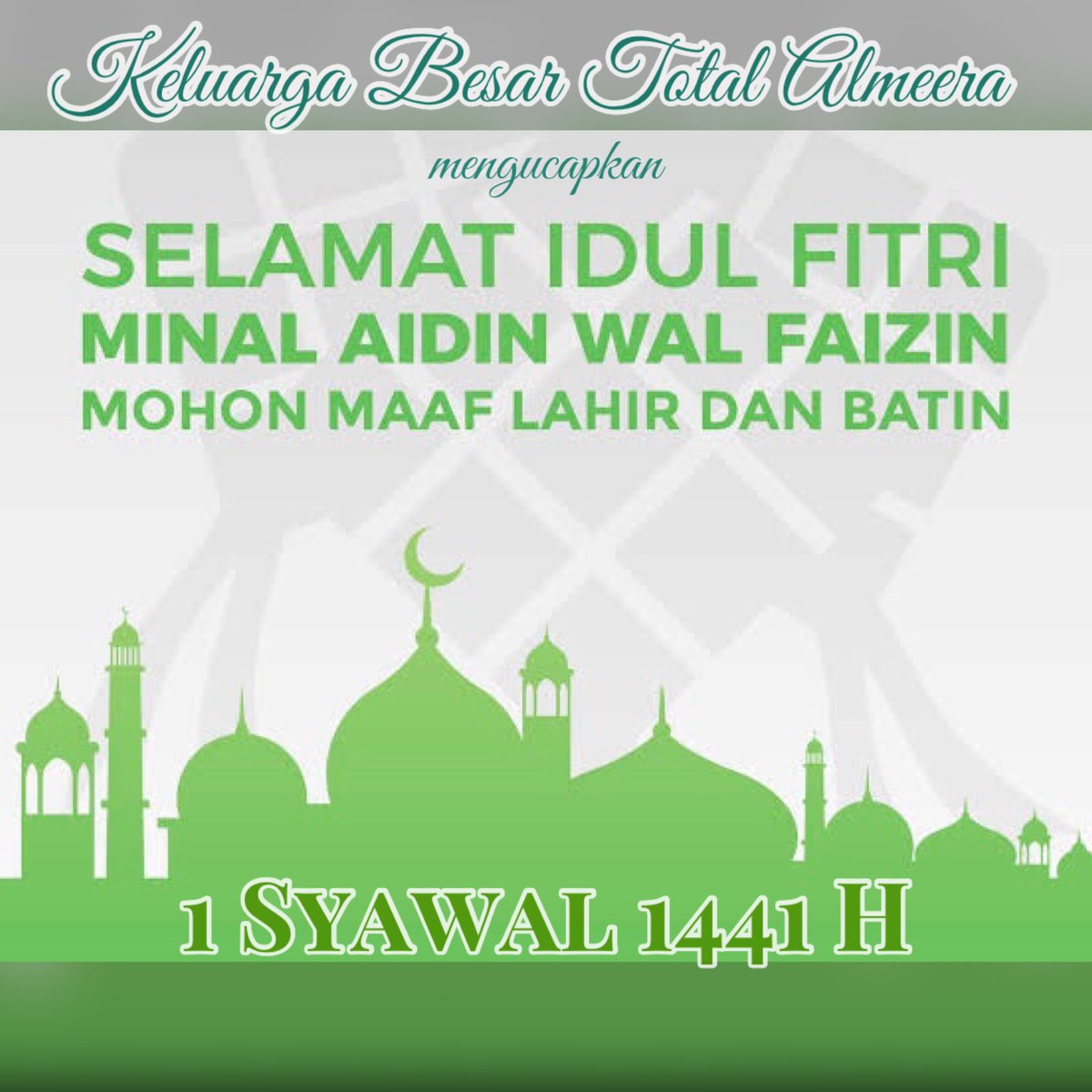 TotalAlmeera's tweet photo. Selamat Idul Fitri 1 Syawal 1441 Hijriah. Semoga kita semua senantiasa sehat.
Jadi gimana Bun, biarpun Lebaran...tetap #DiRumahSaja kan? https://t.co/LchXLM08HN