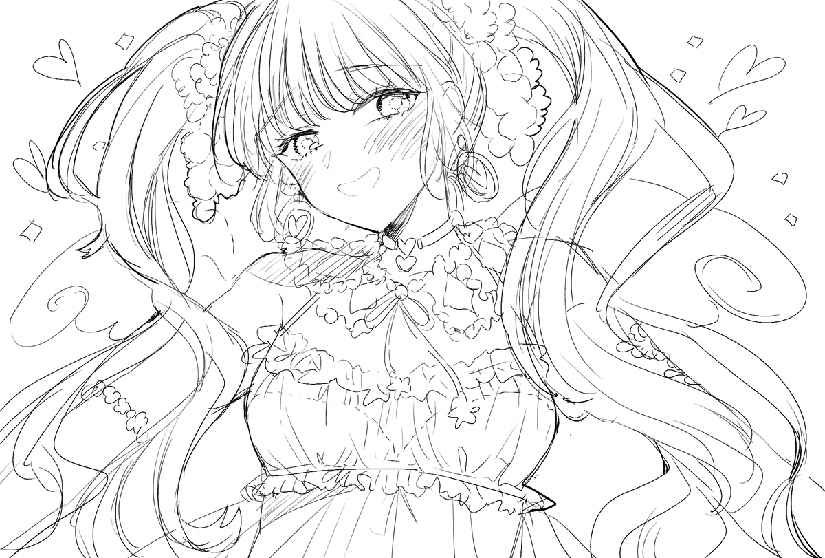 PCと液タブ買い替えたので試し描きです!だいぶ勝手が違う～～早く慣れないと… 