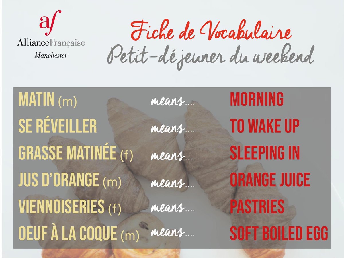 Af Manchester Here Is Some French Vocabulary For Your Leisurely Weekend Breakfast Like French First Thing Why Not Try Our New Good Morning French To Add Some French Chat Af Manchester Here Is Some French Vocabulary For Your Leisurely Weekend Breakfast Like French First Thing Why Not Try Our New Good Morning French To Add Some French Chat