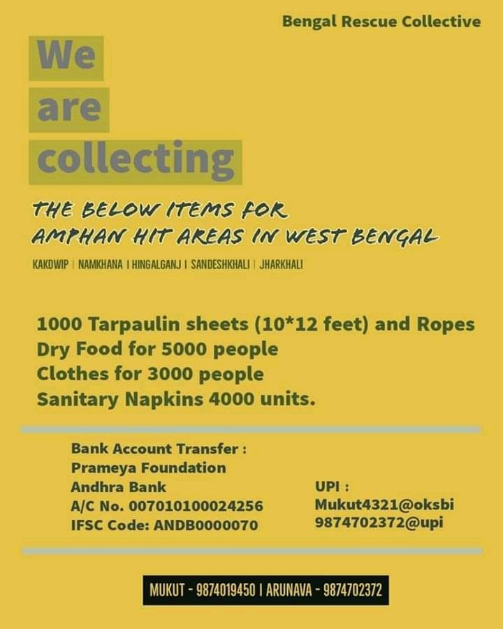 Relief that is reaching out to Kakdwip, Namkhana, Hingalganj, Sandeshkhali, Jharkhali  #DonateForBengal  #AmphanAftermath