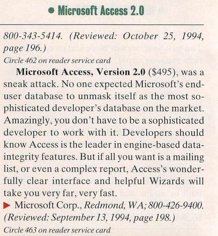 One of the best databases of 1994: Microsoft Access 2.0! Only 495$
