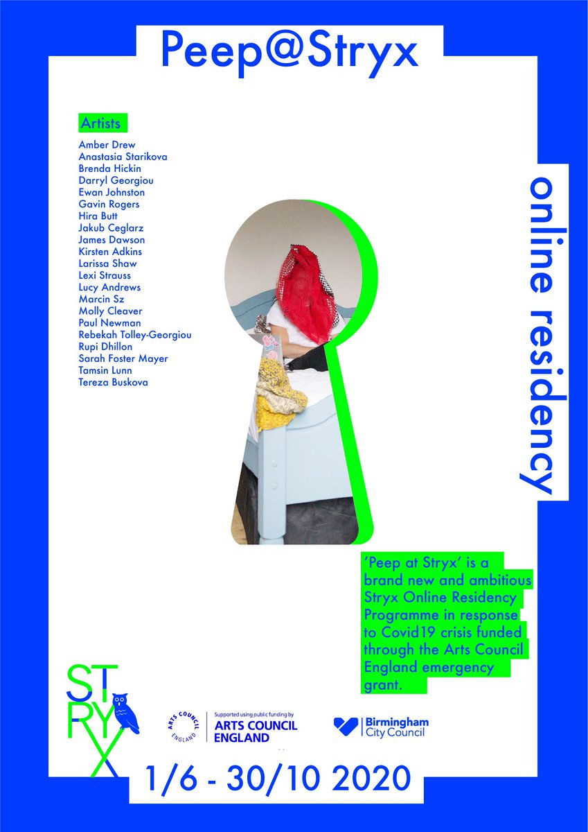 StryxArts's tweet photo. In June Stryx will open their new 6 month long online residency programme ‘Peep@Stryx,’ designed for 22 artists included in Stryx’s pre-Covid19 programme and showcasing the diversity of artistic practices in the West Midlands.
[cont]. https://t.co/lWUsOz2T4t
