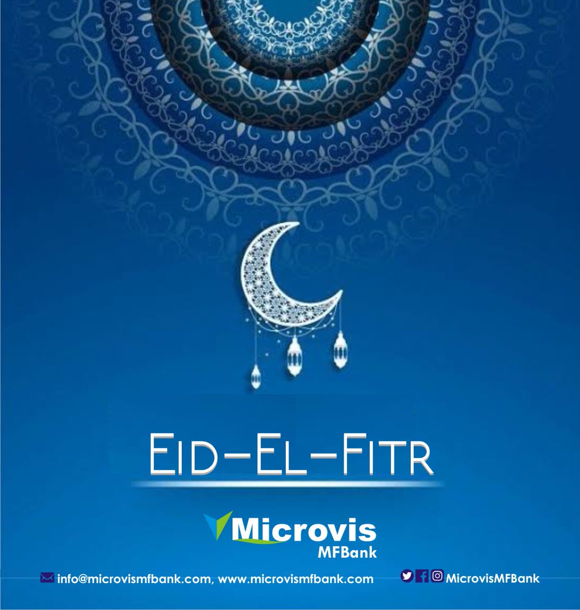 MicrovisMFBank's tweet photo. Happy Eid-el-Fitr from all of us at #MicrovisMFBank.

May this day bring the brightest of colours of love, laughter and happiness in your life.

May Allah bless you with the gift of kindness, patience and good health.

Here’s wishing you &amp; your family, Eid Mubarak

#EidAlFitr https://t.co/3cjZU7ldT4